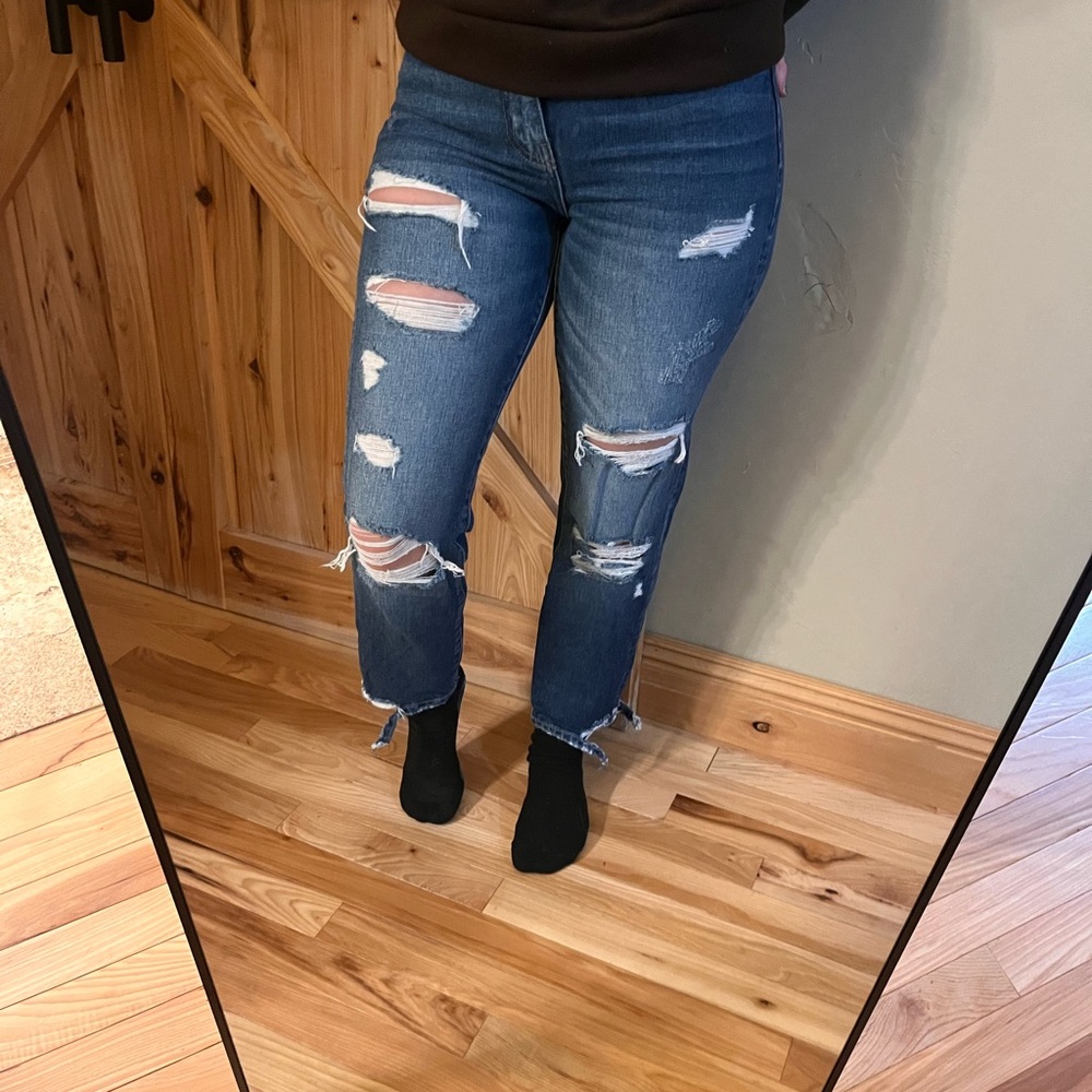Women's Distressed Blue Jeans